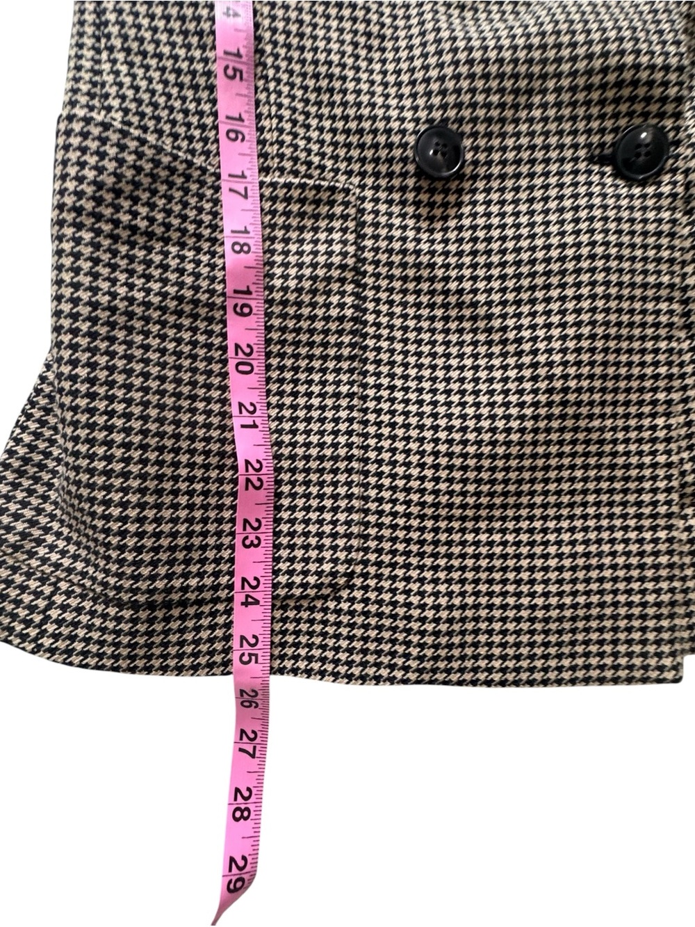 REISS Ella Double-Breasted Dogtooth Wool-Blend Puckered Shoulder Blazer Size 2 - Picture 10 of 11